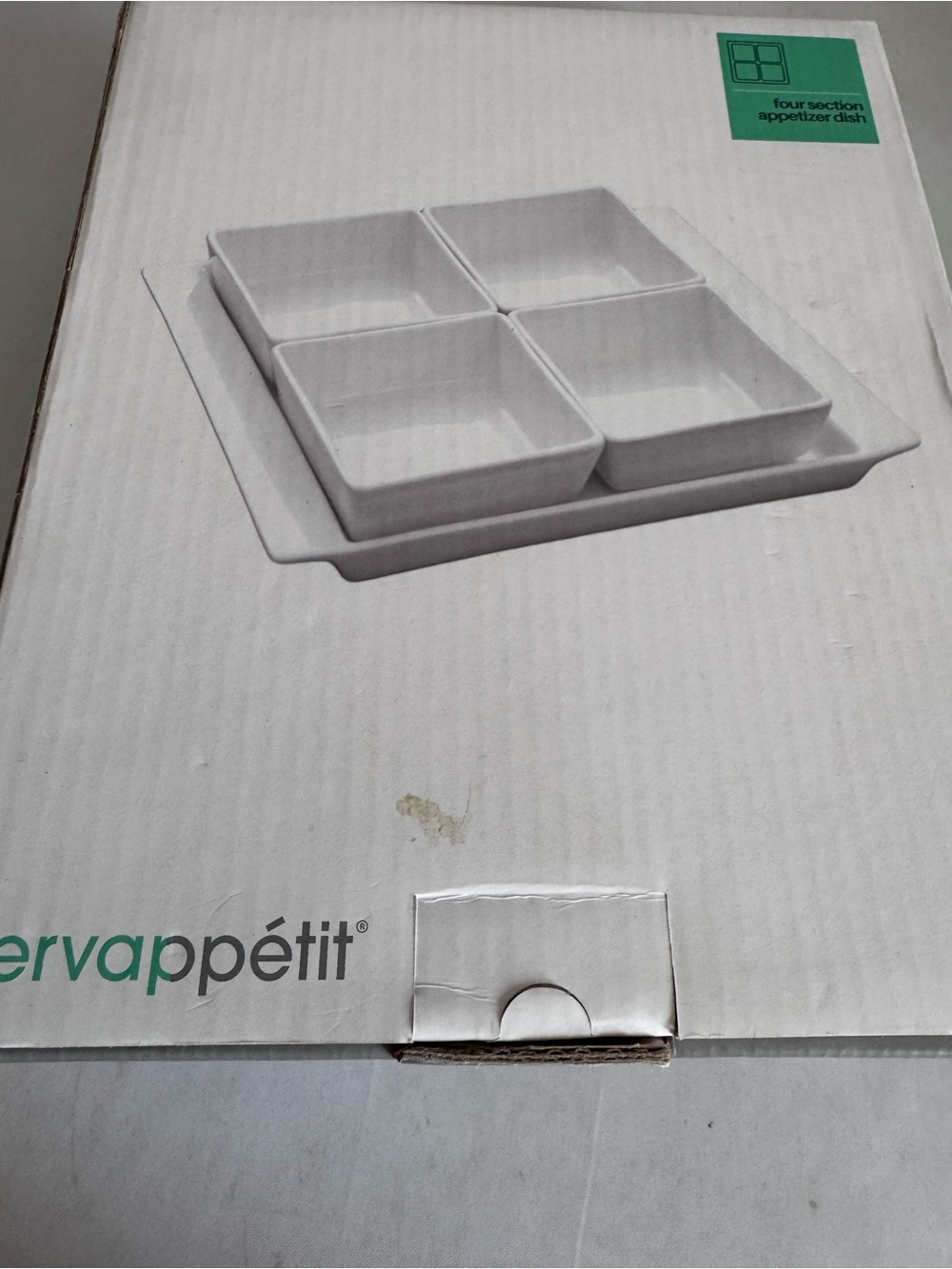 4 Section Appetizer Condiment Dish White New